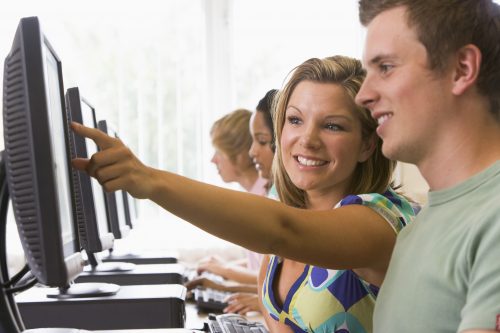 College students in a computer lab