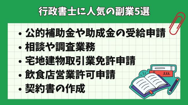 行政書士の副業で人気の仕事5選