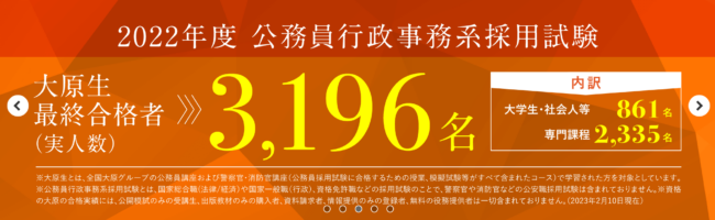 資格の大原の公務員講座の評判は？ 合格実績